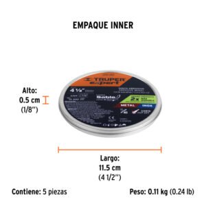 DISCO TIPO 41,CORTE METAL,LS 4-1/2",1MM