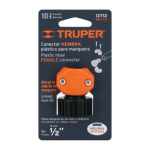 CONECTOR PLASTICO, HEMBRA 1/2"