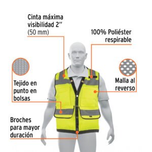 CHALECO DE SEG REFORZADO,VERDE, MED