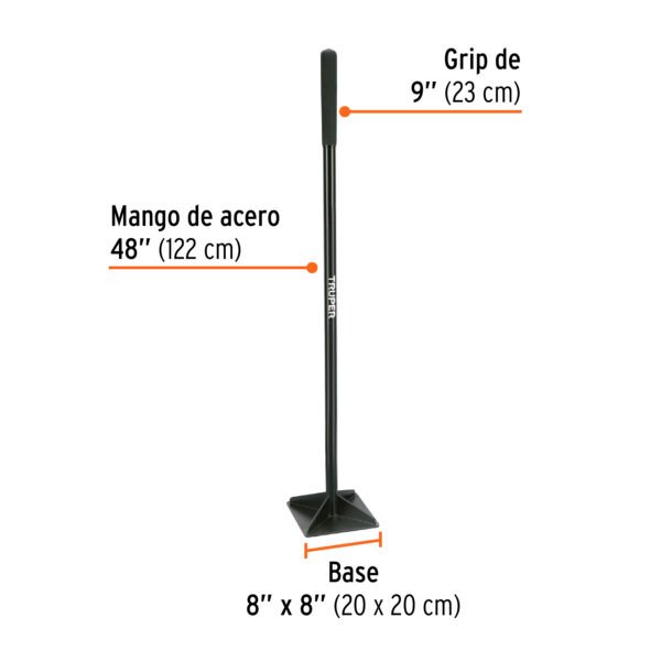 PISÓN 8"X8" CON MANGO DE ACERO DE 48"