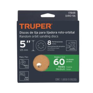 DISCOS DE LIJA ROTO ORBITAL 5",GRANO 60