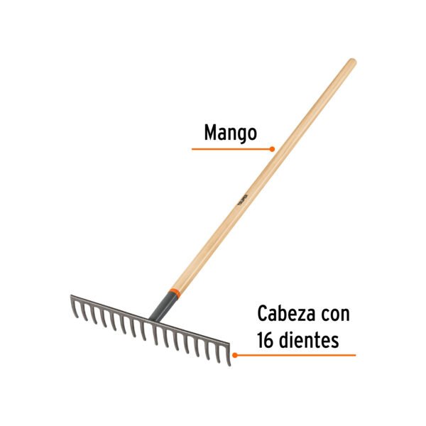 RASTRILLO RECTO,16 DIENTES, MANGO 60"