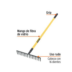 RASTRILLO REFORZADO, 16 DIENTES MANGO 60"