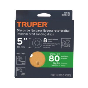DISCOS DE LIJA ROTO ORBITAL 5",GRANO 80