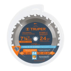 DISCO SIERRA P/MADERA 7-1/4" 24 DIENTES, CENTRO 5/8"