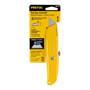 NAVAJA MULTIUSOS, CUCHILLA RETRACTIL, 6", CON 3 CUCHILLAS