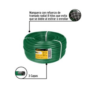 MANGUERA 1/2",REFORZADA, 100M PRETUL