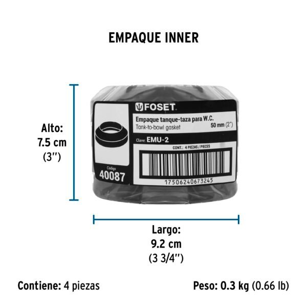 EMPAQUE UNION TANQUE-TAZA /WC, 2"