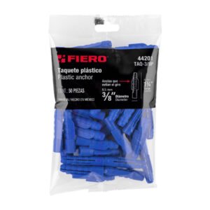 TAQUETE DE 3/8, DE PLASTICO, BOLSA 50 PIEZAS