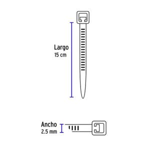 CINCHO PLÁSTICO, 15 CM, NEGRO C/100
