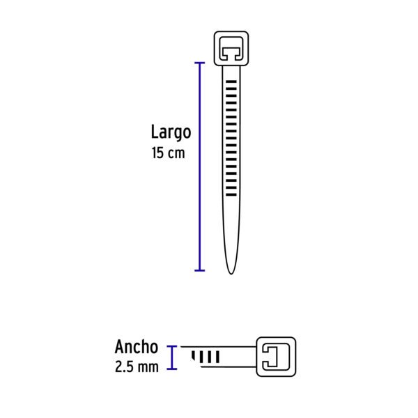 CINCHO PLÁSTICO, 15 CM, NEGRO C/100