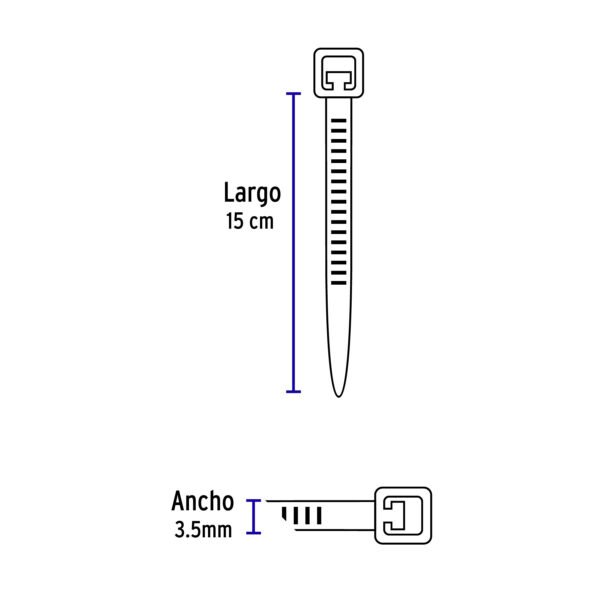 CINCHO PLÁSTICO, 15 CM, NEGRO C/50