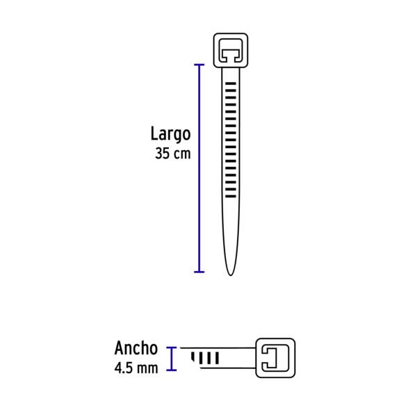 CINCHO PLÁSTICO, 35 CM, NEGRO C/25