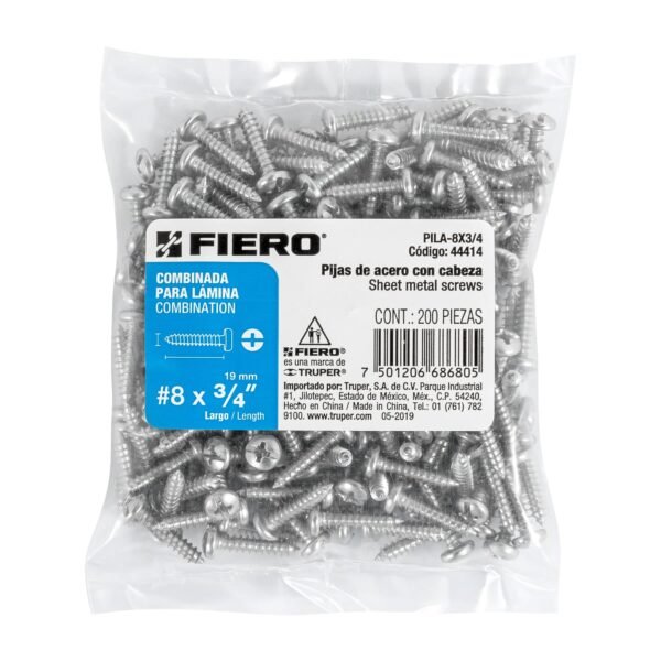 PIJA PARA LAMINA, #8, 3/4"