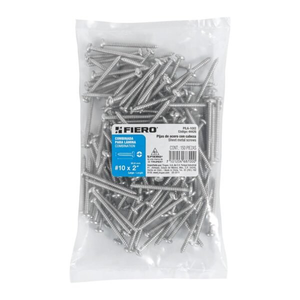 PIJAS PARA LAMINA, #10, 2" PZA