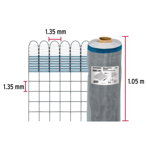MALLA MOSQUITERA PLASTICO GRIS 1.05M