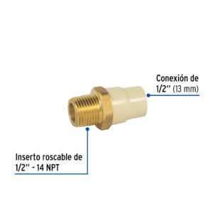 ADAPTADOR. MACHO CPVC 1/2 C/INSERTO METALICO