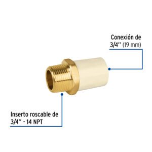 ADAPTADOR MACHO 3/4 C/INSERTO METALICO