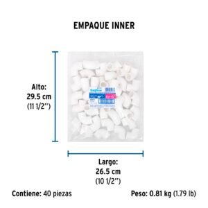 CODO 90° DE PVC, 1/2"