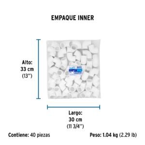 CODO 90° DE PVC, 3/4"