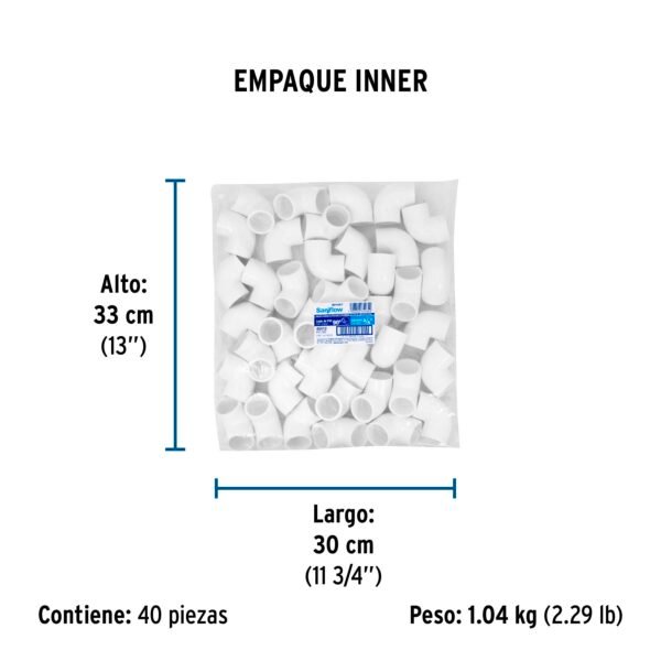 CODO 90° DE PVC, 3/4"