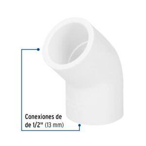 CODO 45° DE PVC, 1/2"