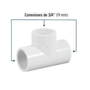 TEE SENCILLA DE PVC, 3/4"