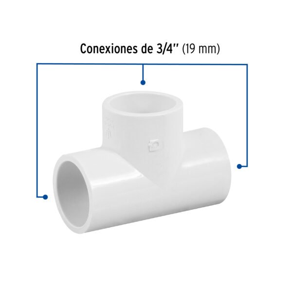 TEE SENCILLA DE PVC, 3/4"