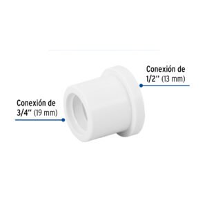 REDUCCIÓN BUSHING DE PVC,3/4X1/2"