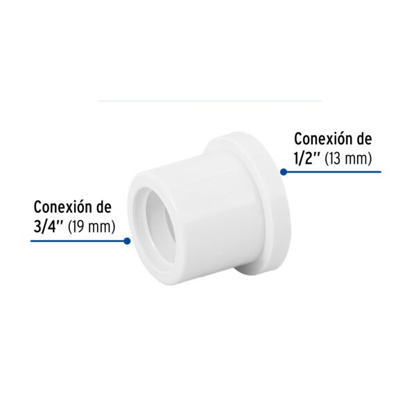REDUCCIÓN BUSHING DE PVC,3/4X1/2"