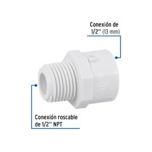 ADAPTADOR MACHO DE PVC 1/2"