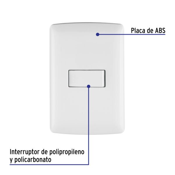 PLACA ARMADA 1 INTERRUPTOR SENCILLO, BLANCO