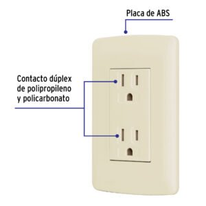 CONTACTO DUPLEX ATERRIZADO, COLOR MARFIL