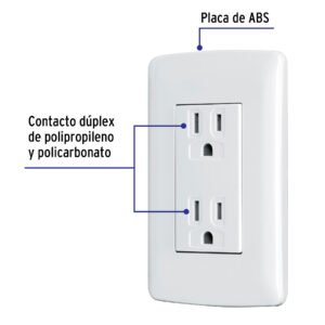 CONTACTO DUPLEX ATERRIZADO, COLOR BLANCO