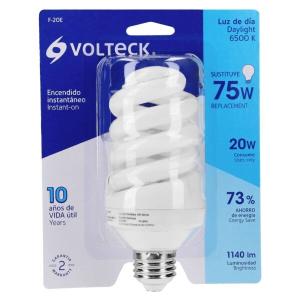 LÁMPARA 20W,ESPIRAL,LUZ DIA,VOLTECK