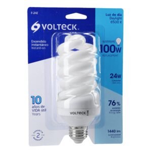 LAMPARA 24 W ESPIRAL, LUZ DIA, T4 EN BLISTER, VOLTECK