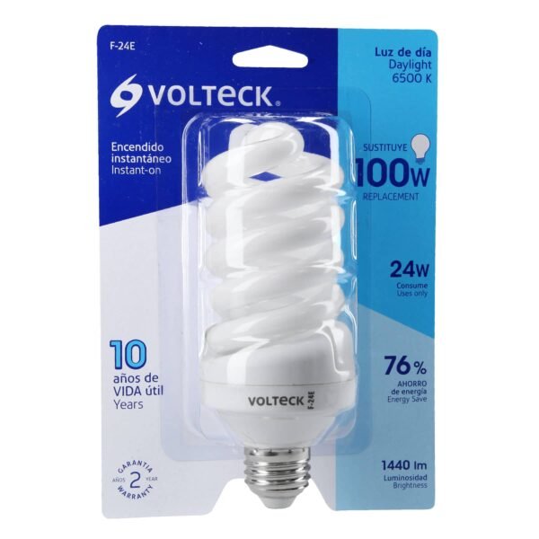 LAMPARA 24 W ESPIRAL, LUZ DIA, T4 EN BLISTER, VOLTECK