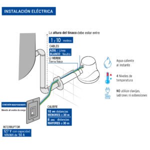 REGADERA ELÉCTRICA, 4 TEMPERATURAS